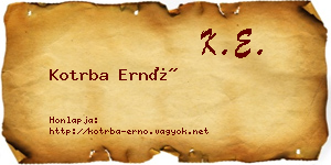 Kotrba Ernő névjegykártya
